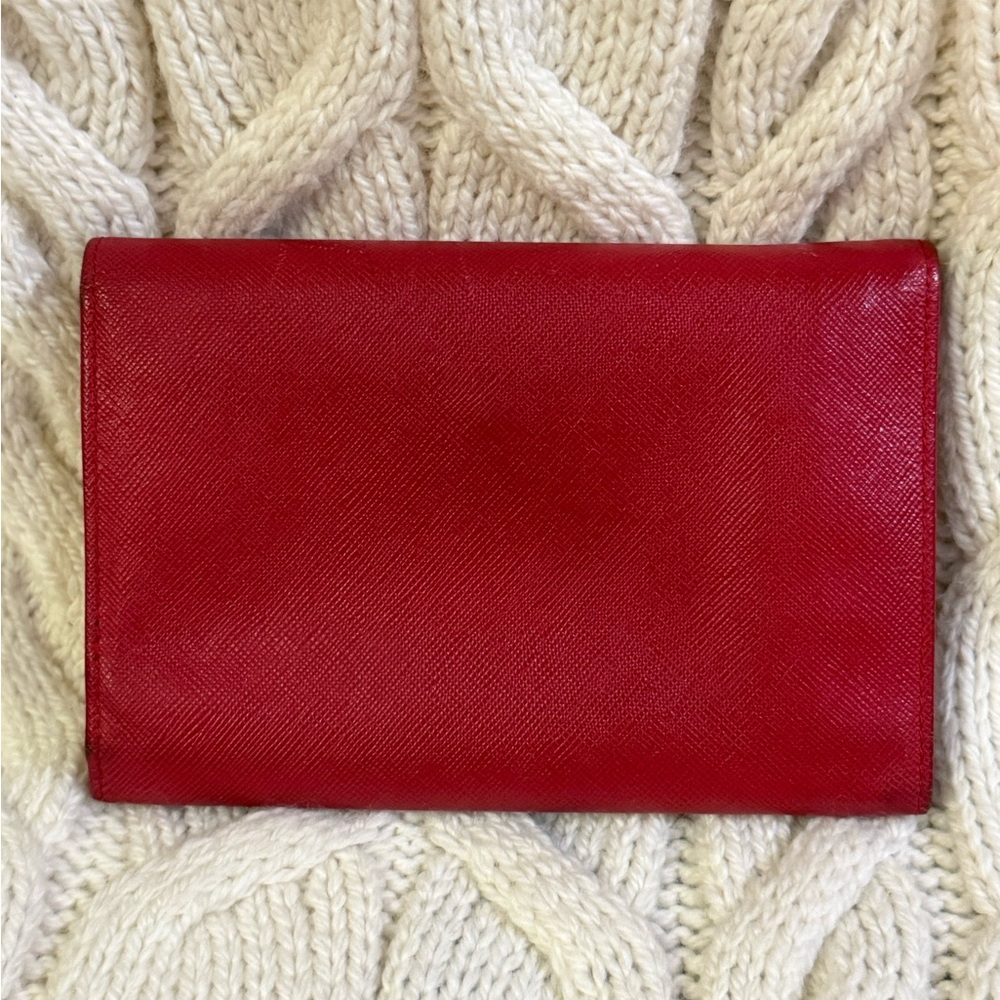 Prada Red Saffiano Leather Wallet - Picture 2 of 13